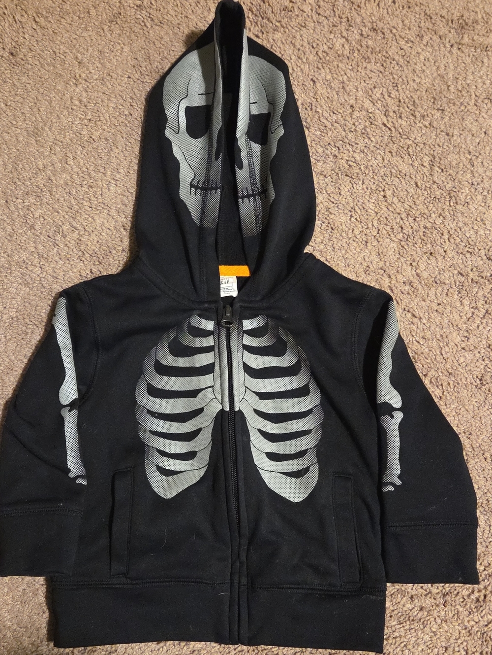 GAP Black Hoodie with Gray Skeleton Print